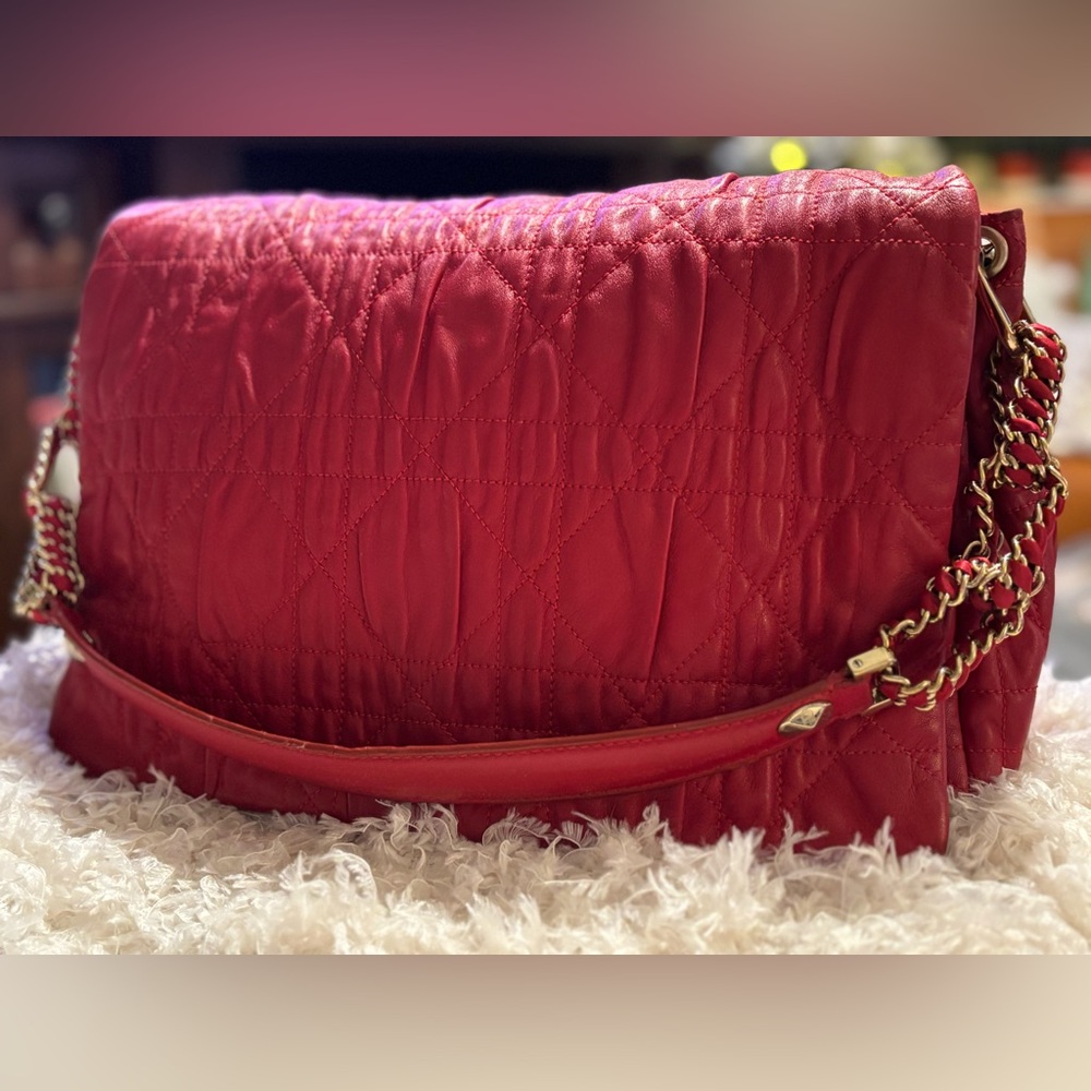 Dior Red Cannage Leather Delidior Flap Shoulder Bag w/ COA - Picture 2 of 16